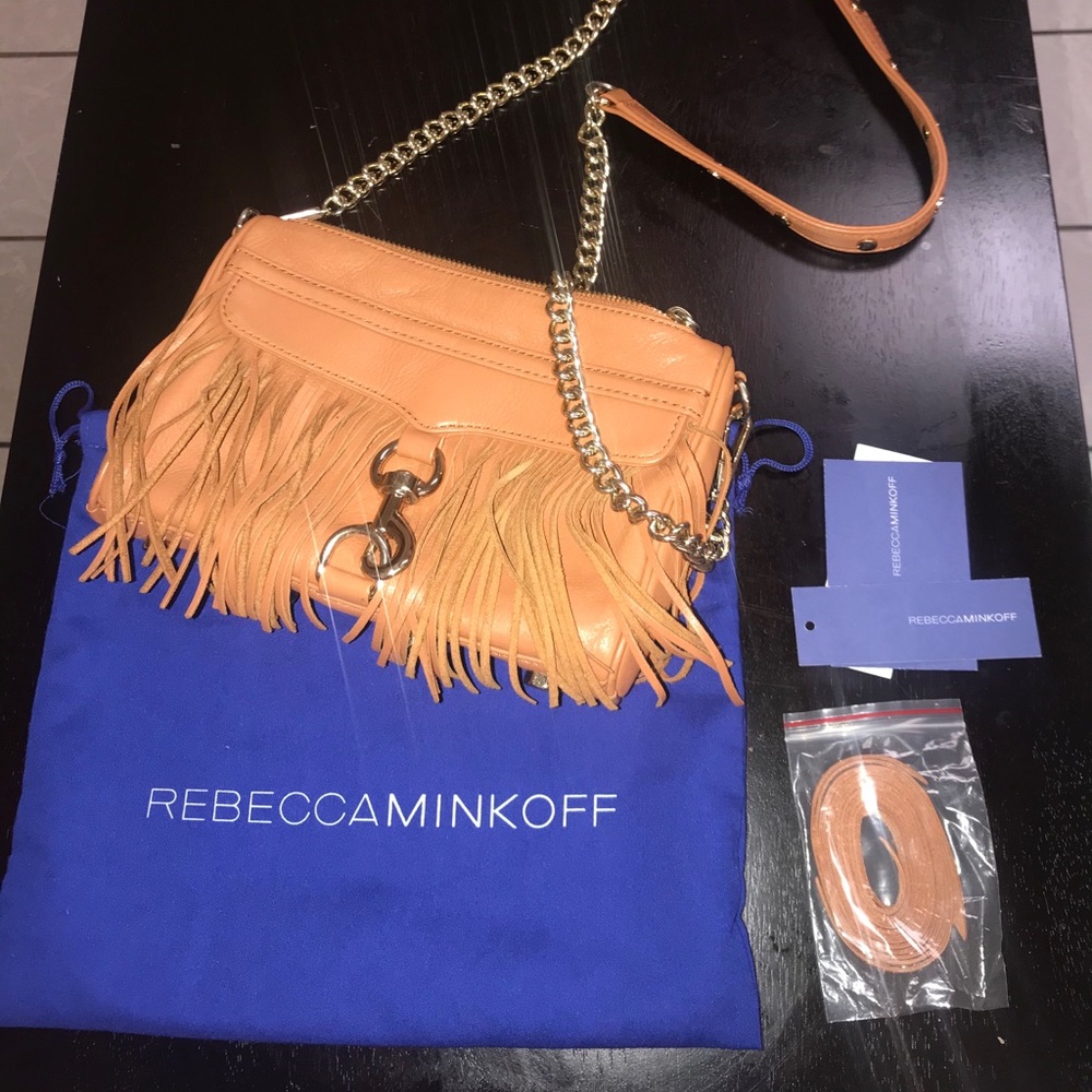 Cognac Fringe Mini MAC Crossbody